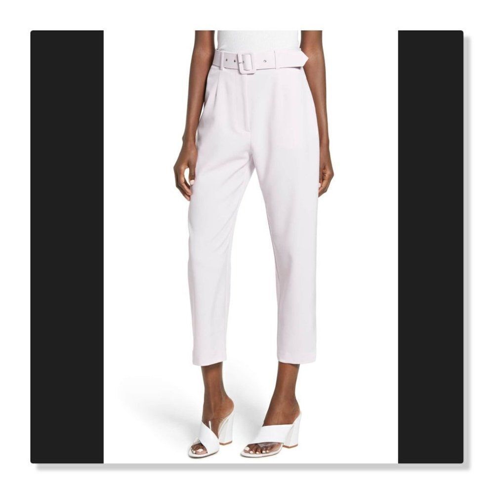 WAYF "Essex" Belted Crop Trouser Pants - size Small in Lavender